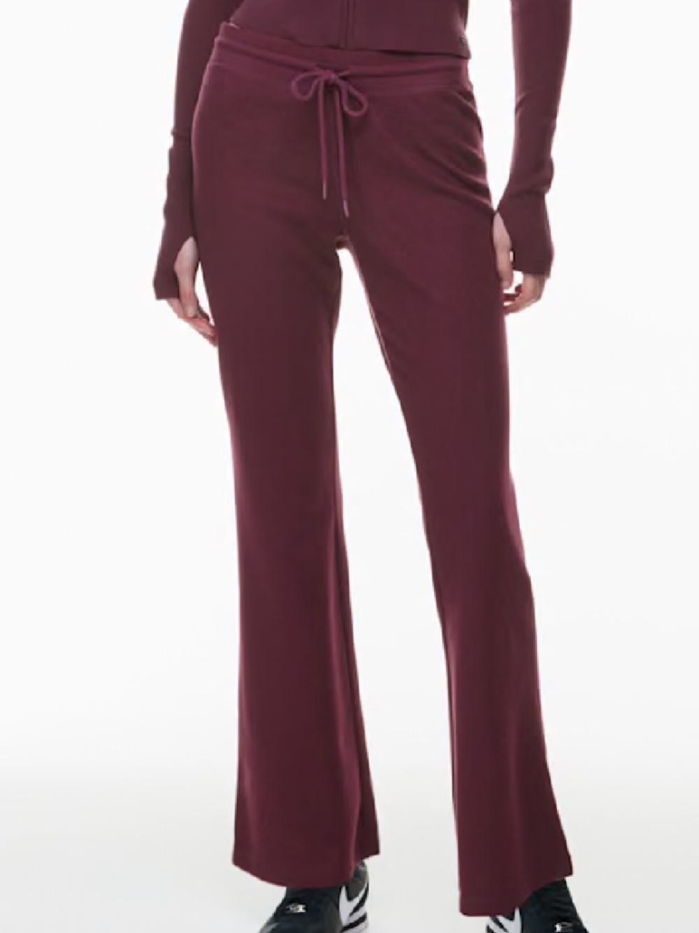 Aritzia Women's Drawstring Track Pants in Deep Burgundy